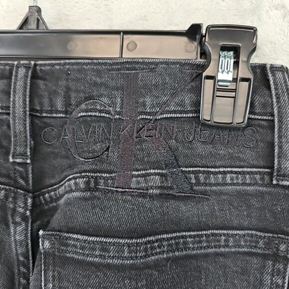 Calvin Klein Mom Jeans Womens Size 30 Black Crossover Button Embroidered Logo - Picture 8 of 10